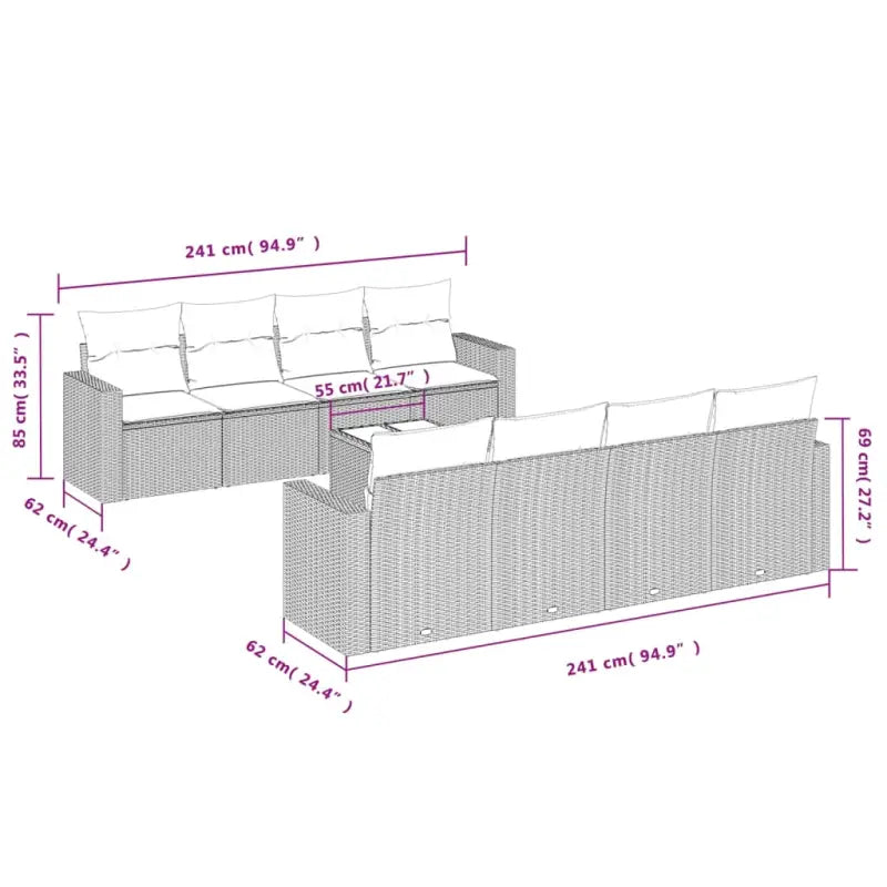 Tuinset met bruin materiaal en gepoedercoat staal afmetingen - Tuinsets