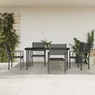 Tuinset met gehard glas en gepoedercoat staal voor elegante buitenruimte - 160 cm tafellengte - Tuinsets