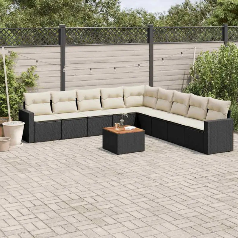 Tuinset met gemengd beige materiaal voor gezellige buitenmomenten - Zwart en crème - Tuinsets