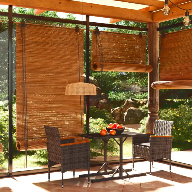 Tuinset met gepoedercoat staal en weerbestendig PE-rattan - Grijs en bruin - Tuinsets