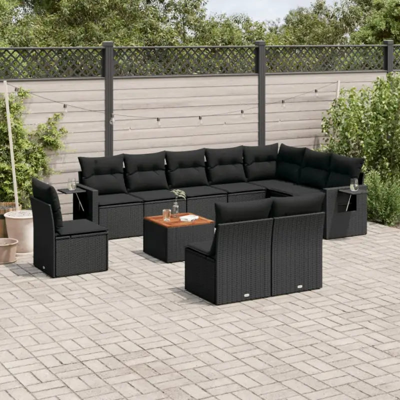 Tuinset met grijs materiaal en gepoedercoat staal voor buitenplezier - Zwart - Tuinsets