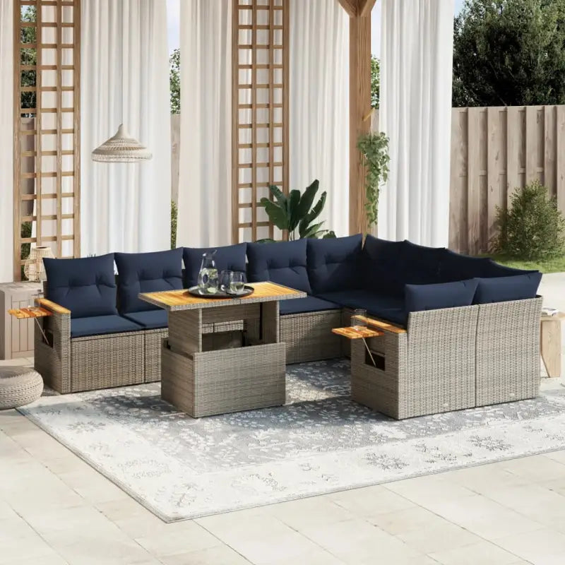 Tuinset met grijs materiaal en gepoedercoat staal voor comfortabele zithoogtes - Grijs - Tuinsets