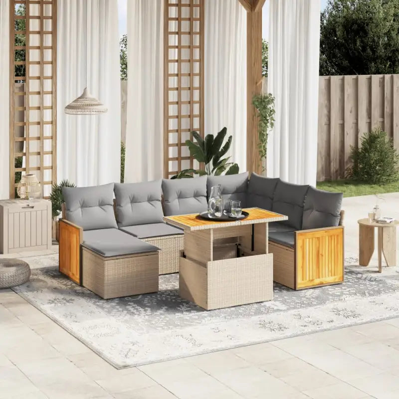 Tuinset met grijs materiaal en gepoedercoat staal voor gezellige buitenruimte - Beige en grijs - Tuinsets