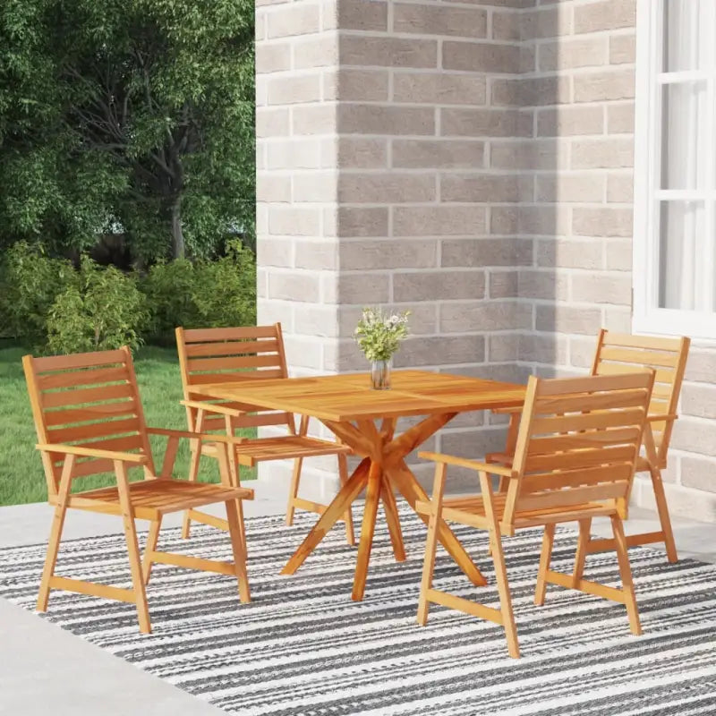 Tuinset met massief acaciahout en gelat ontwerp voor buitenplezier - 110 cm tafellengte - Tuinsets