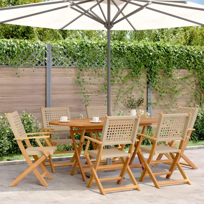 Tuinset met massief acaciahout en poly rattan voor buitenplezier - Beige - Tuinsets
