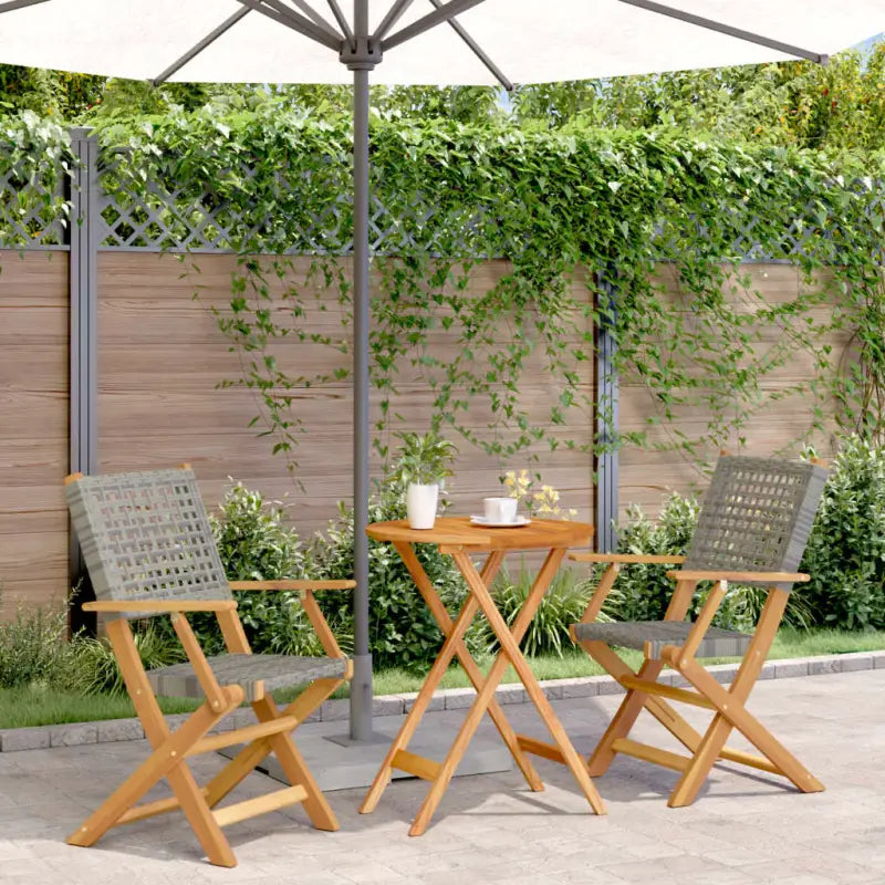 Tuinset met massief acaciahout en poly rattan voor gezellige buitenruimte - Grijs / 60 x 75 cm - Tuinsets