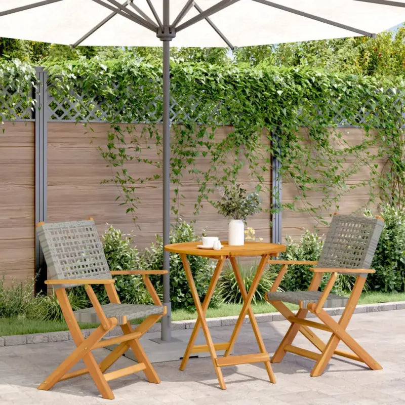 Tuinset met massief acaciahout en poly rattan voor gezellige buitenruimte - Grijs / 70 x 75 cm - Tuinsets