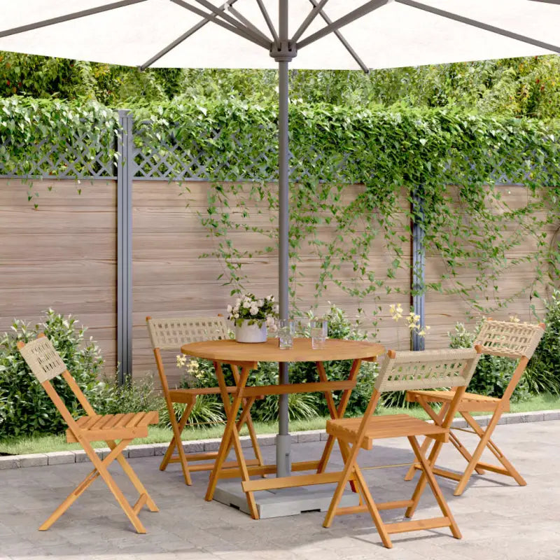 Tuinset met massief acaciahout en poly rattan voor in de tuin - Beige / 90 x 75 cm - Tuinsets