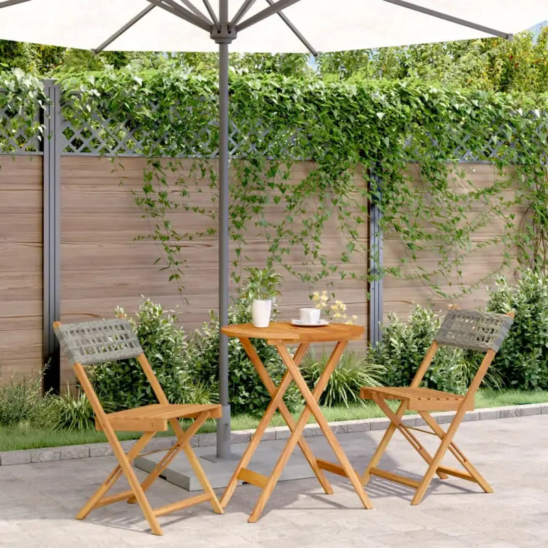 Tuinset met massief acaciahout en poly rattan voor in de tuin - Grijs / 60 x 75 cm - Tuinsets