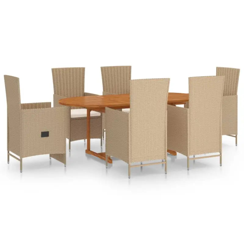 Tuinset met massief acaciahout en verstelbare rugleuning - Beige - Tuinsets