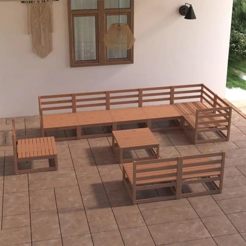 Tuinset met massief grenenhout en tafel voetenbank voor ontspanning - Tuinsets