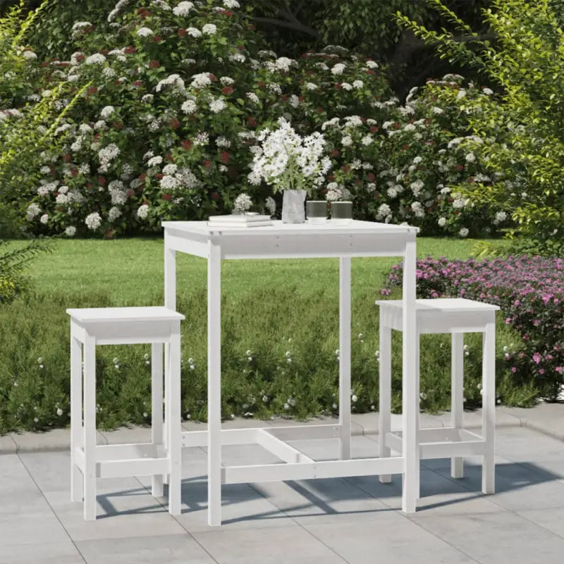 Tuinset met massief grenenhout voor buiten genieten - Wit - Tuinsets