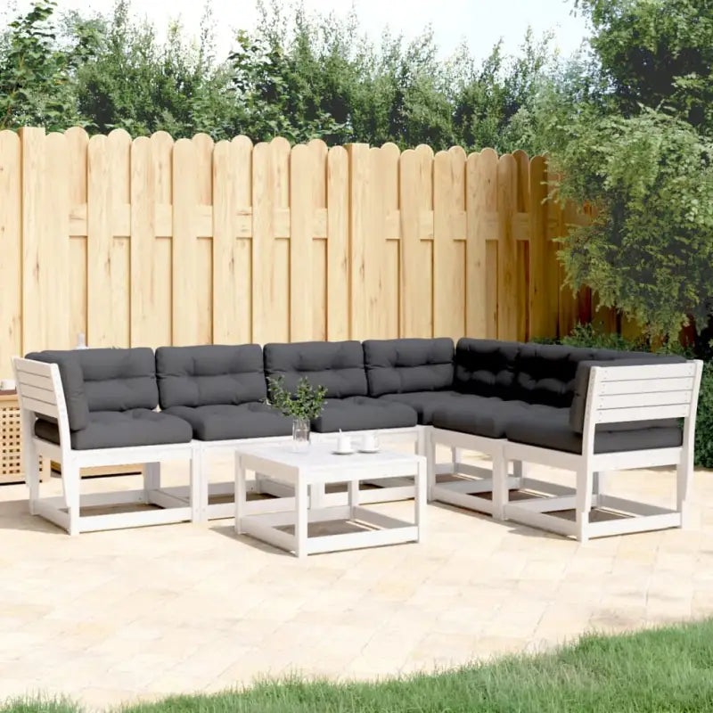 Tuinset met massief grenenhout voor een comfortabele zitervaring - Wit - Tuinsets