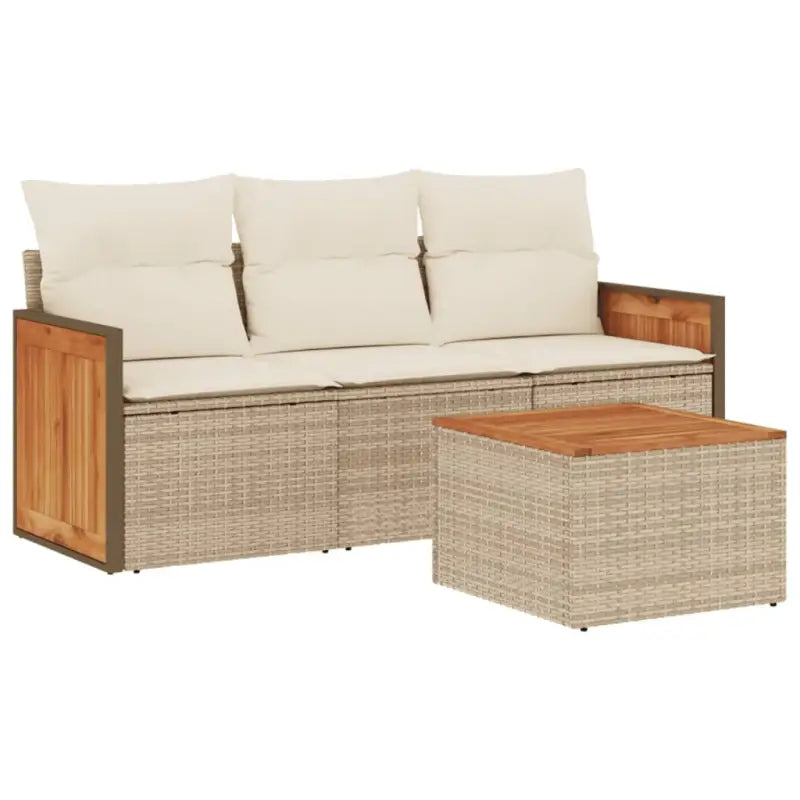 Tuinset met poly rattan en beige materiaal voor comfortabel buitenplezier - Tuinsets