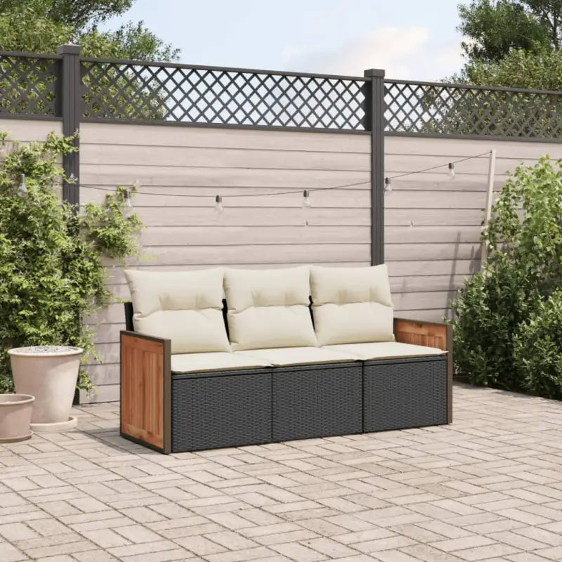 Tuinset met poly rattan en beige materiaal voor comfortabel buitenplezier - Zwart en crème / Zonder tafel - Tuinsets