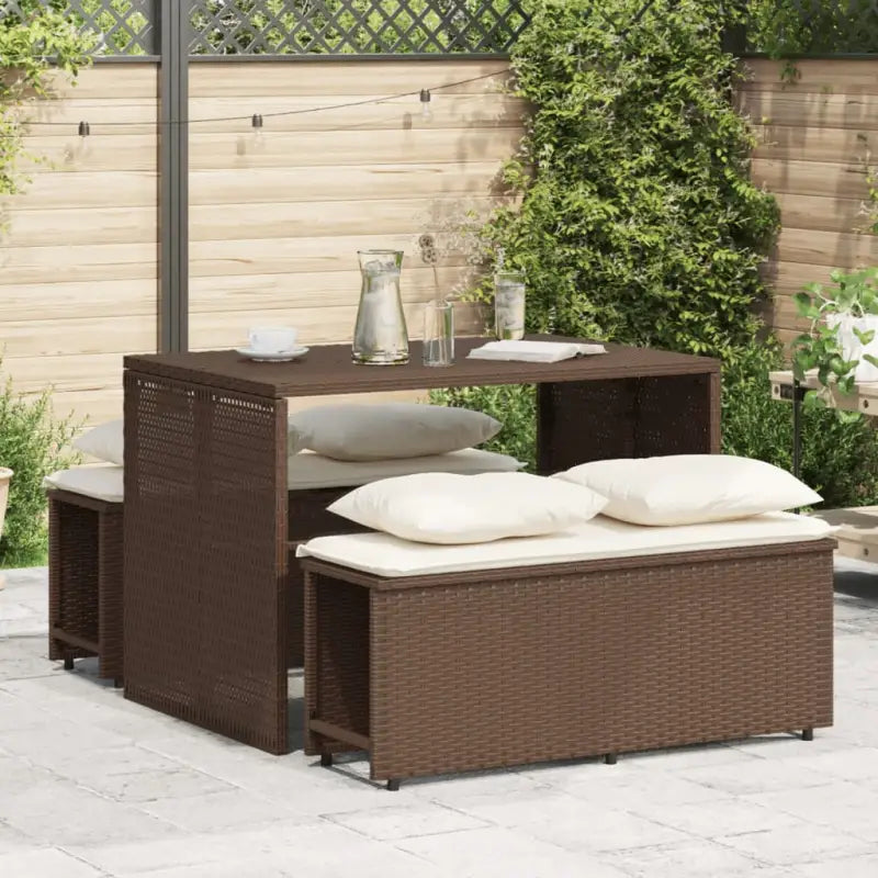Tuinset met poly rattan en comfortabele zitervaring voor terras en tuin - Bruin - Tuinsets