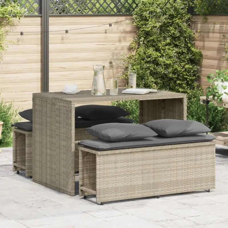 Tuinset met poly rattan en comfortabele zitervaring voor terras en tuin - Lichtgrijs - Tuinsets