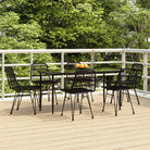 Tuinset met poly rattan en gehard glas voor eenvoudig schoonmaken - Zwart / 160 cm tafellengte - Tuinsets