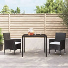 Tuinset met poly rattan en gehard glas voor eenvoudig schoonmaken - 90 cm tafellengte - Tuinsets