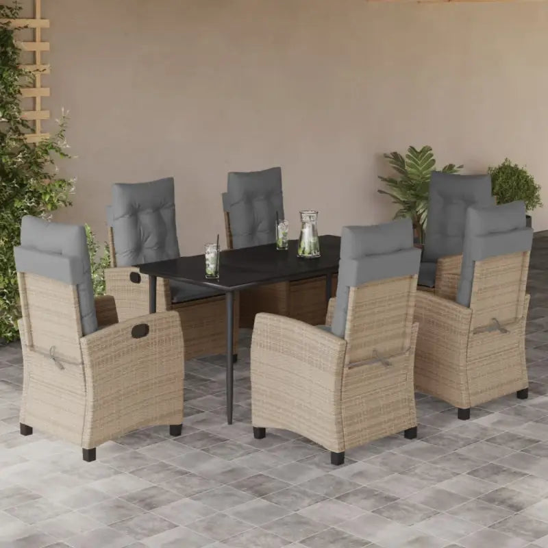 Tuinset met poly rattan en gemakkelijk schoon glas voor terras en tuin - 160 cm tafellengte / Zonder voetensteun