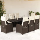 Tuinset met poly rattan en gemakkelijk schoon glazen tafelblad - 200 cm tafellengte / Met voetensteun - Tuinsets