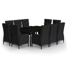 Tuinset met poly rattan en stalen frames in zwart materiaal - Tuinsets