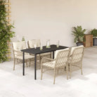 Tuinset met poly rattan voor gemakkelijk schoon en comfortabele zitervaring - 140 cm tafellengte / Ronde poot - Tuinsets