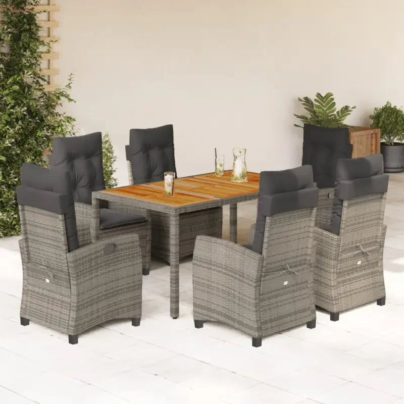 Tuinset met verstelbare tuinstoelen van grijs materiaal en gepoedercoat staal - 150 cm tafellengte / Met voetensteun
