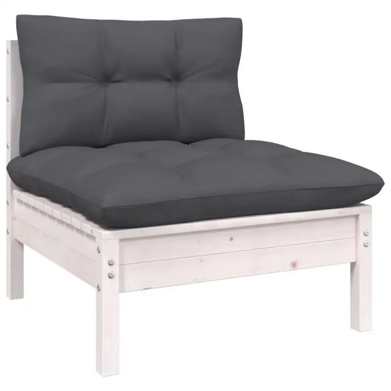 Tuinset met voetenbank tafel van massief grenenhout voor ontspanning - Wit - Tuinsets