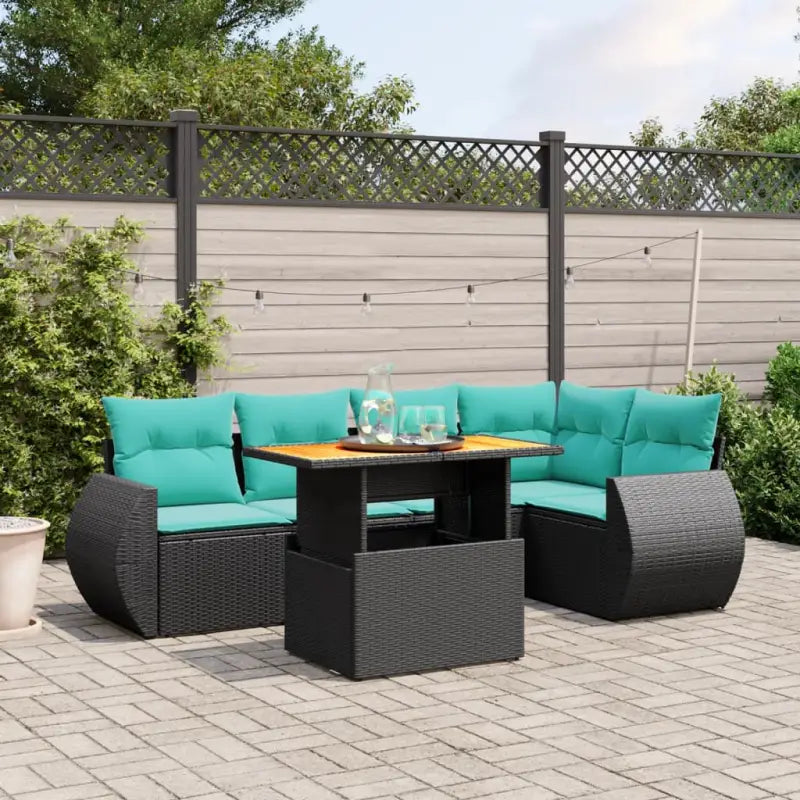Tuinset met zwart materiaal en gepoedercoat staal afmetingen - Zwart / Tafel + 2x midden + hoek - Tuinsets