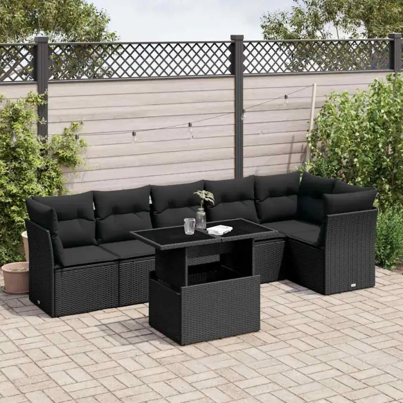Tuinset met zwart materiaal en gepoedercoat staal voor buiten ontspanning - Zwart / Met tafel - Tuinsets