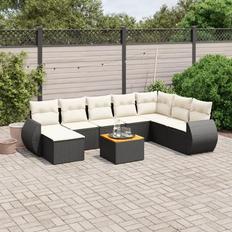 Tuinset met zwart materiaal en gepoedercoat staal voor buitengebruik - Zwart en crème - Tuinsets