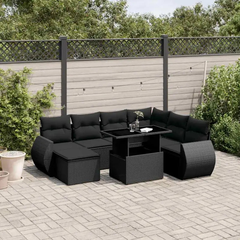Tuinset met zwart materiaal en gepoedercoat staal voor comfort - Zwart / Met tafel - Tuinsets