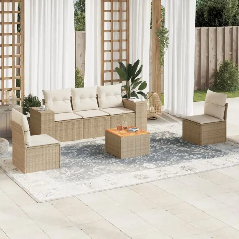 Tuinset van beige materiaal en gepoedercoat staal voor buitenplaatsen - beige en crèmekleurig - Tuinsets