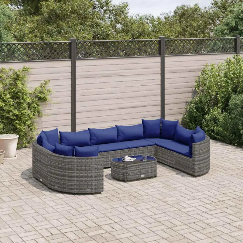 Tuinset van bruin materiaal met gepoedercoat staal en comfortabele afmetingen - Grijs en blauw - Tuinsets