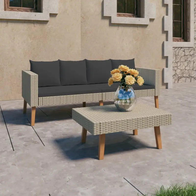 Tuinset van gepoedercoat staal en poly rattan voor gezellige zomerdagen - Tuinsets