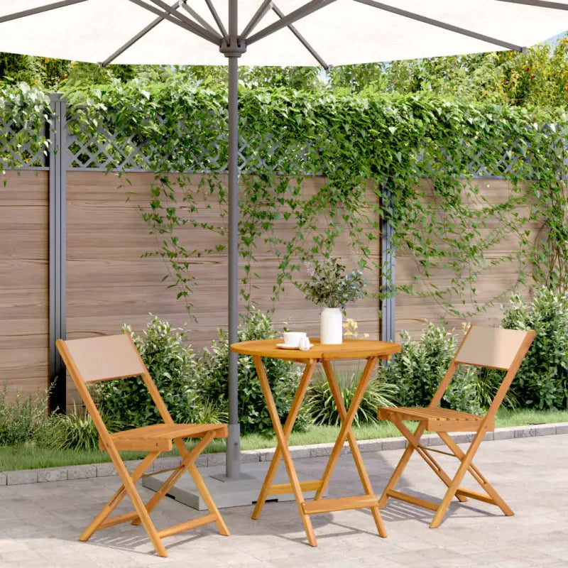 Tuinset van massief acaciahout voor buiten en terras ontspanning - Beige / 70 x 75 cm - Tuinsets
