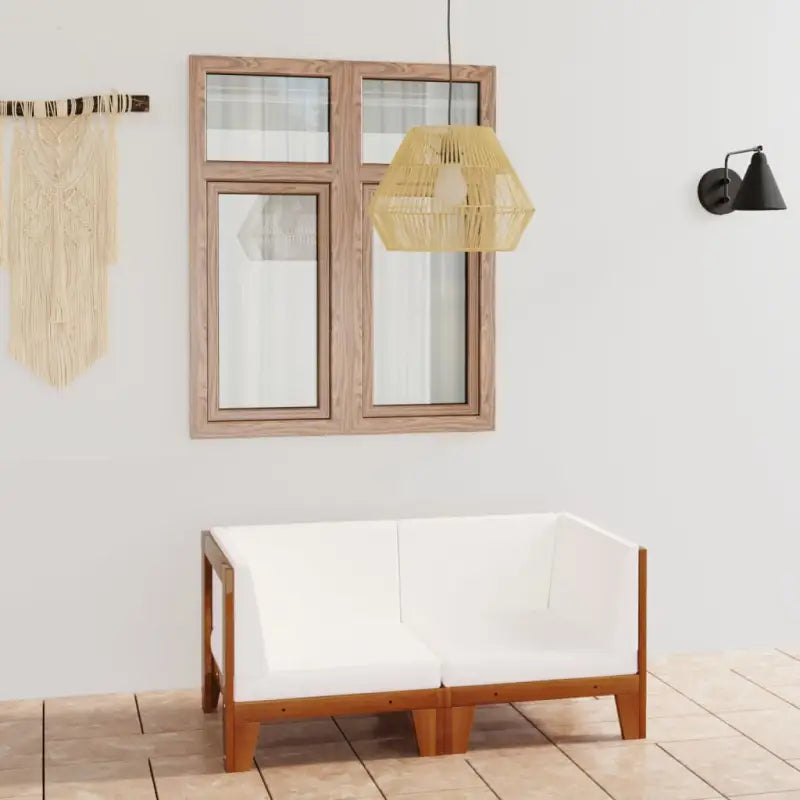 Tuinset van massief acaciahout voor stijl en functionaliteit - Crème / Hoekbank (2 st) - Tuinsets