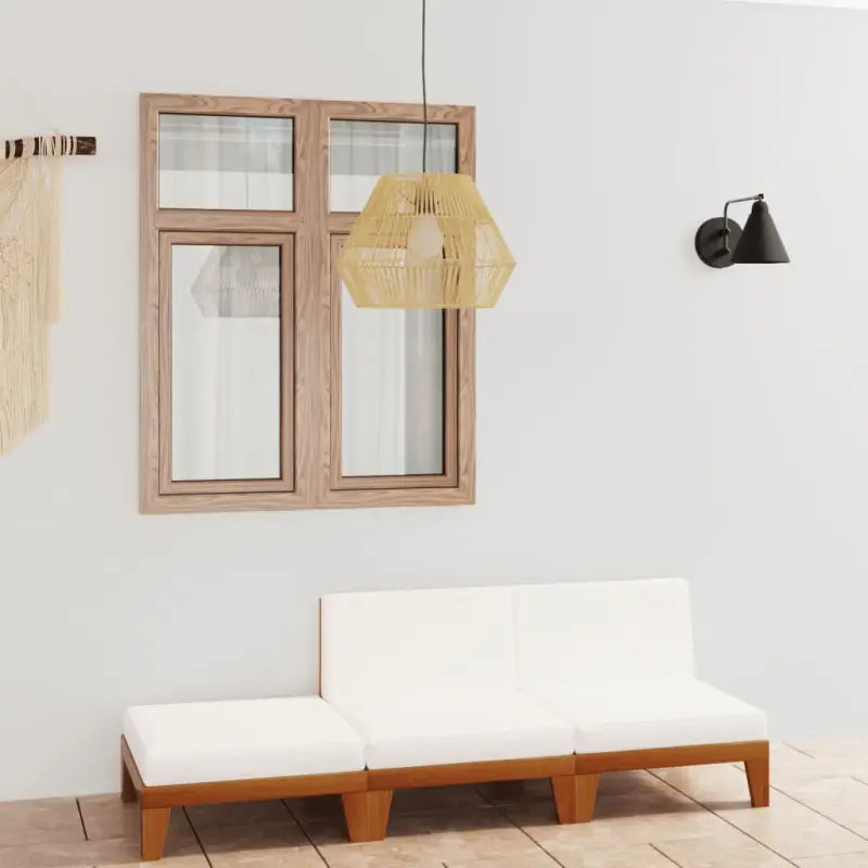 Tuinset van massief acaciahout voor stijl en functionaliteit - Crème / 2x midden + voetensteun - Tuinsets