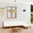 Tuinset van massief acaciahout voor stijl en functionaliteit - Crème / 2x hoek + 2x midden + voetensteun + Tafel
