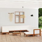 Tuinset van massief acaciahout voor stijl en functionaliteit - Crème / 3x hoek + 5x midden + 2x voetensteun + Tafel