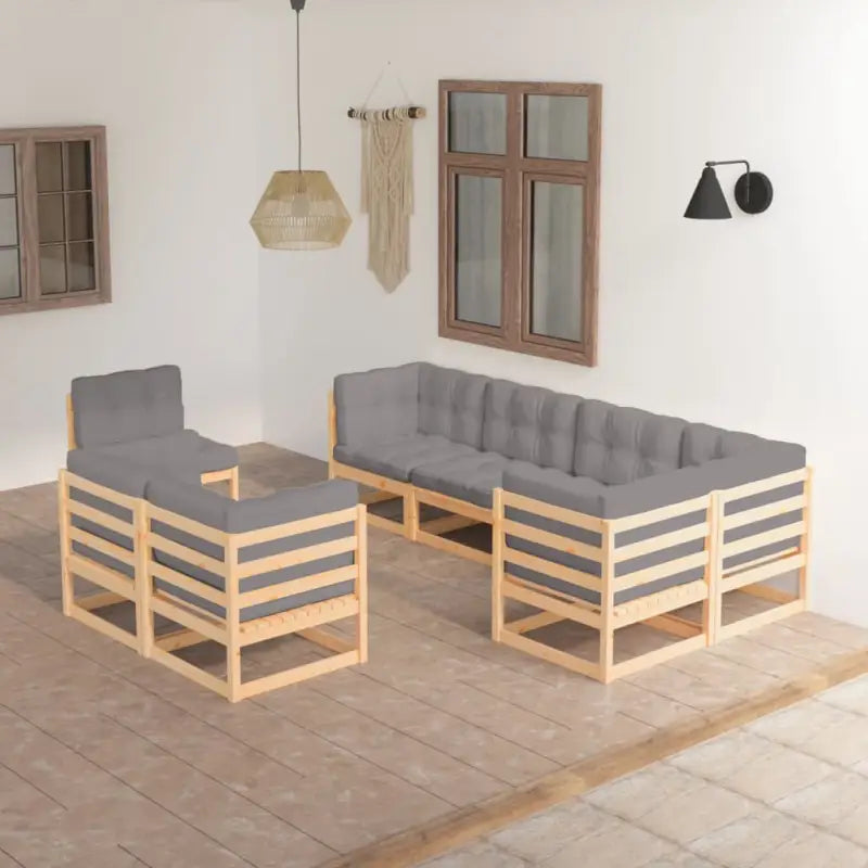 Tuinset van massief grenenhout met comfortabele rug en zijkussens - Naturel / Ja - Tuinsets