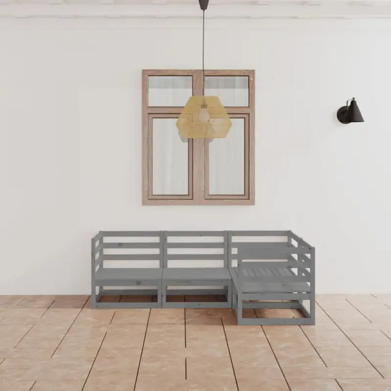 Tuinset van massief grenenhout met comfortabele rug- en zijkussens - Grijs / Nee - Tuinsets
