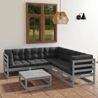 Tuinset van massief grenenhout met comfortabele rug- zijkussen - Grijs - Tuinsets