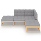 Tuinset van massief grenenhout met rug- en zijkussens voor comfortabel zitten - Tuinsets