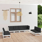 Tuinset van massief grenenhout met rug- en zijkussens voor ontspanning - Wit / Ja - Tuinsets
