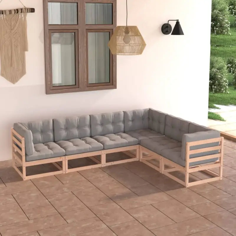Tuinset van massief grenenhout met rug- en zijkussens voor ontspanning - Tuinsets
