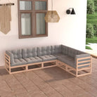 Tuinset van massief grenenhout met rug- en zijkussens voor ontspanning - Naturel / Ja - Tuinsets