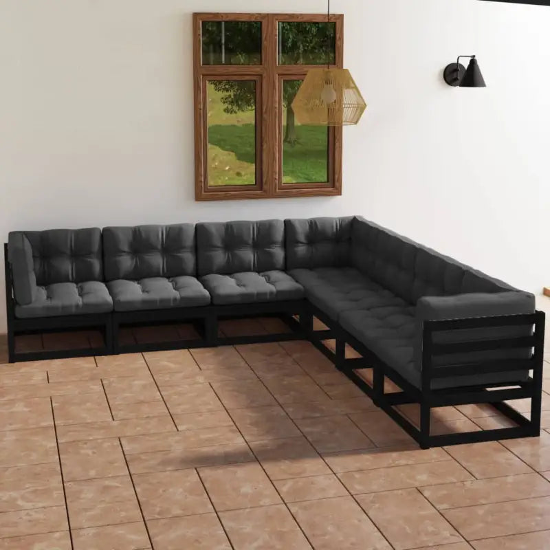 Tuinset van massief grenenhout met rug- en zijkussens voor ontspanning - Tuinsets