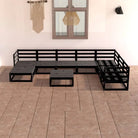 Tuinset van massief grenenhout met rug- en zijkussens voor comfort - Zwart / Nee - Tuinsets